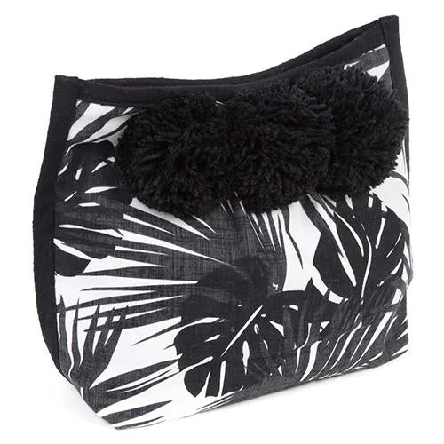 Palm Print Pom Pom Clutch