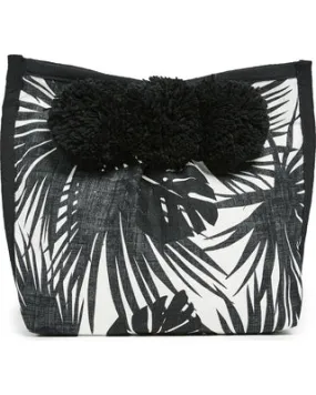 Palm Print Pom Pom Clutch