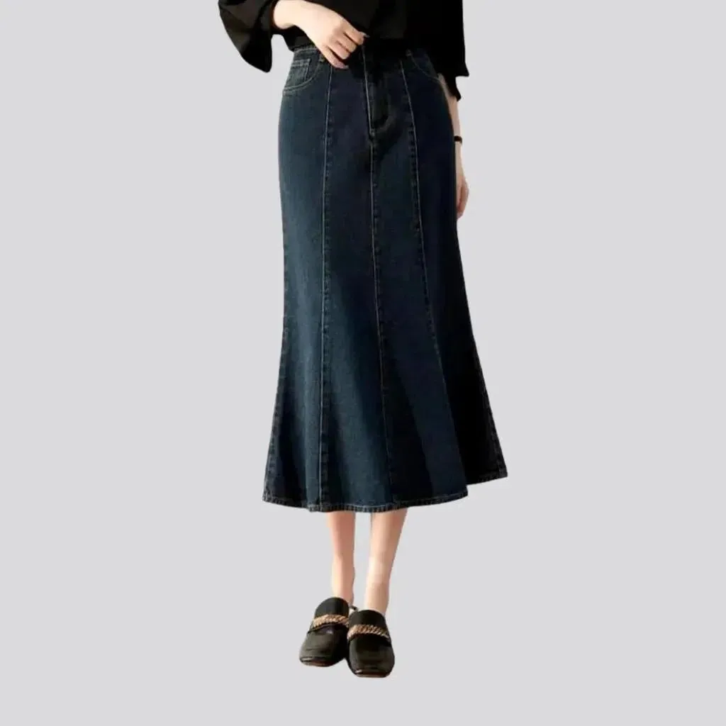 Patchwork-stitching denim skirt
 for women