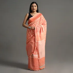 Peach -Pochampally Ikat Weave Handloom Cotton Saree