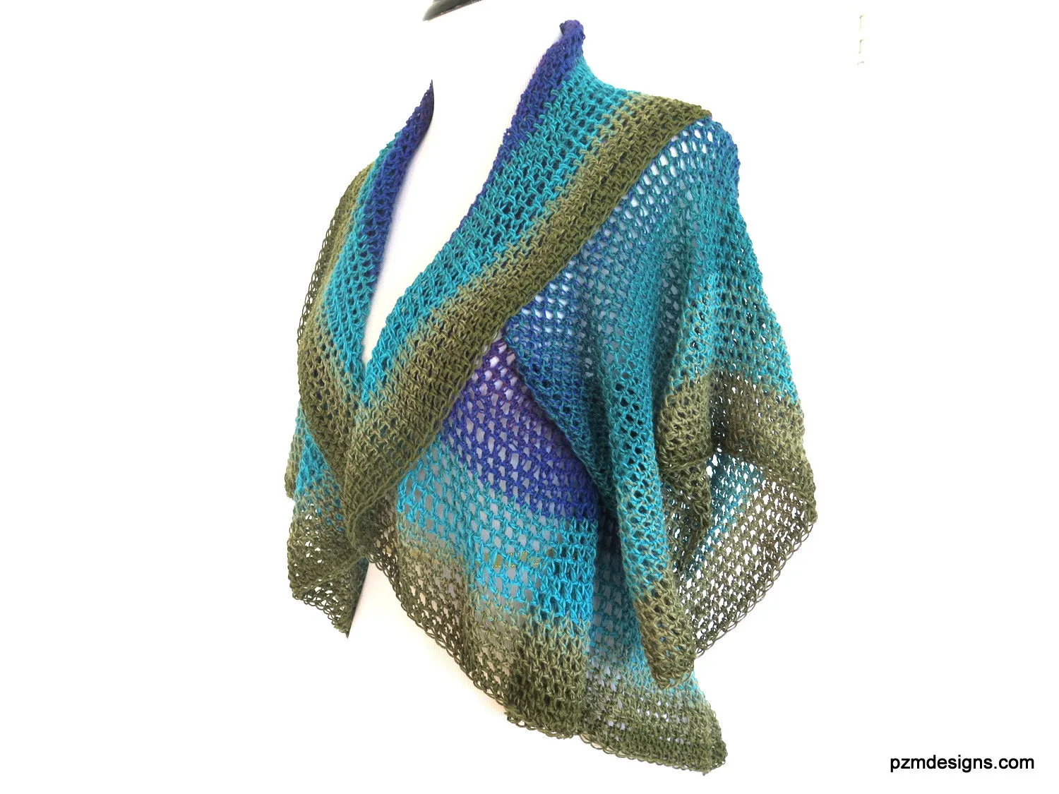 Peacock Colored Shrug, Hand Crochet Circle Shrug