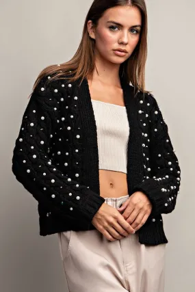 PEARL CABLE KNIT CARDIGAN