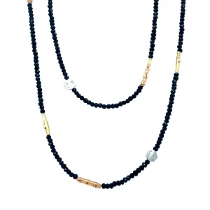 Platinum, Gold and Black Spinel Necklace - "Flora"