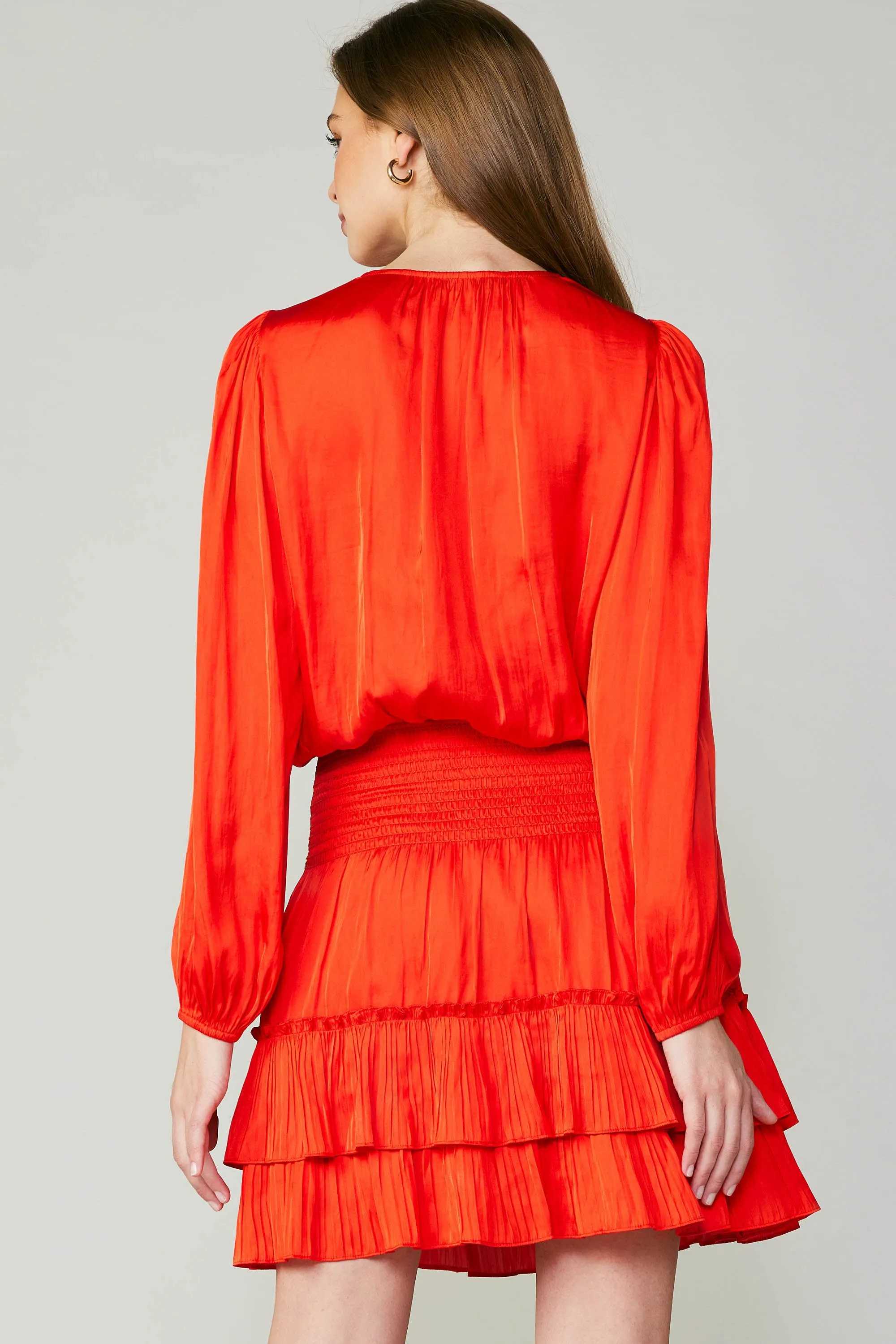 Pleated Surplice Mini Dress