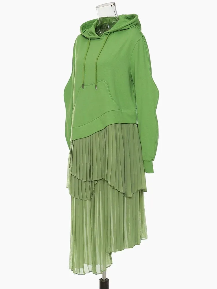 Pre Order:  Hooded Pleated Layered Sweater Dress - @theestylishp