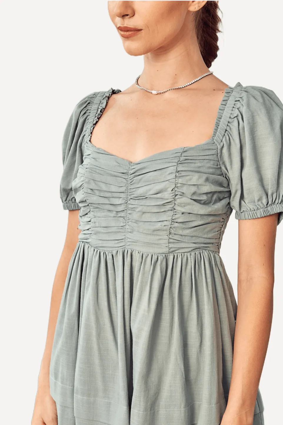 Puff Sleeve Ruched Dress