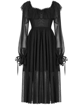 Punk Rave Daily Life Retrogothic Pleated Chiffon Midi Dress