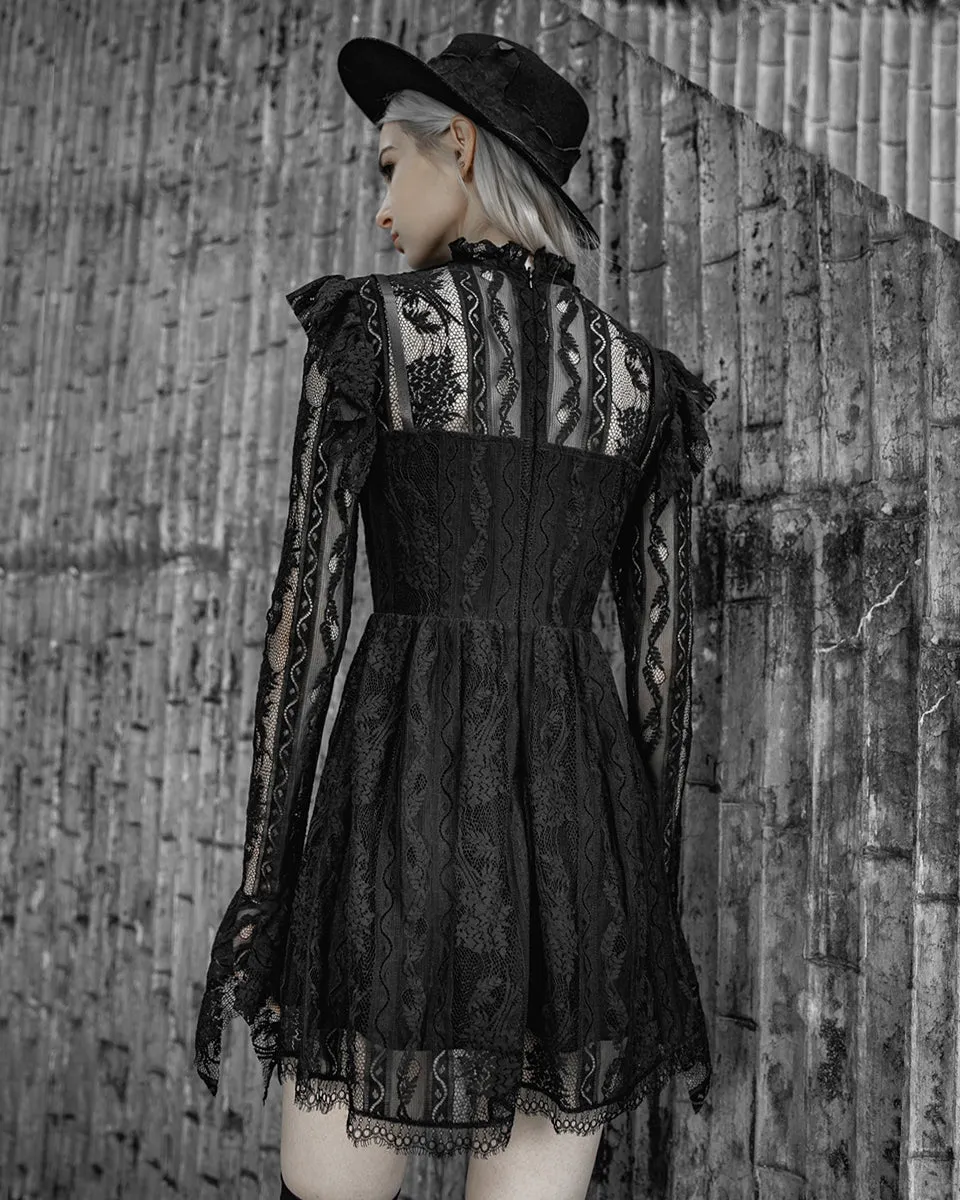 Punk Rave Daily Life Urban Occult Gothic Lace Keyhole Witch Dress