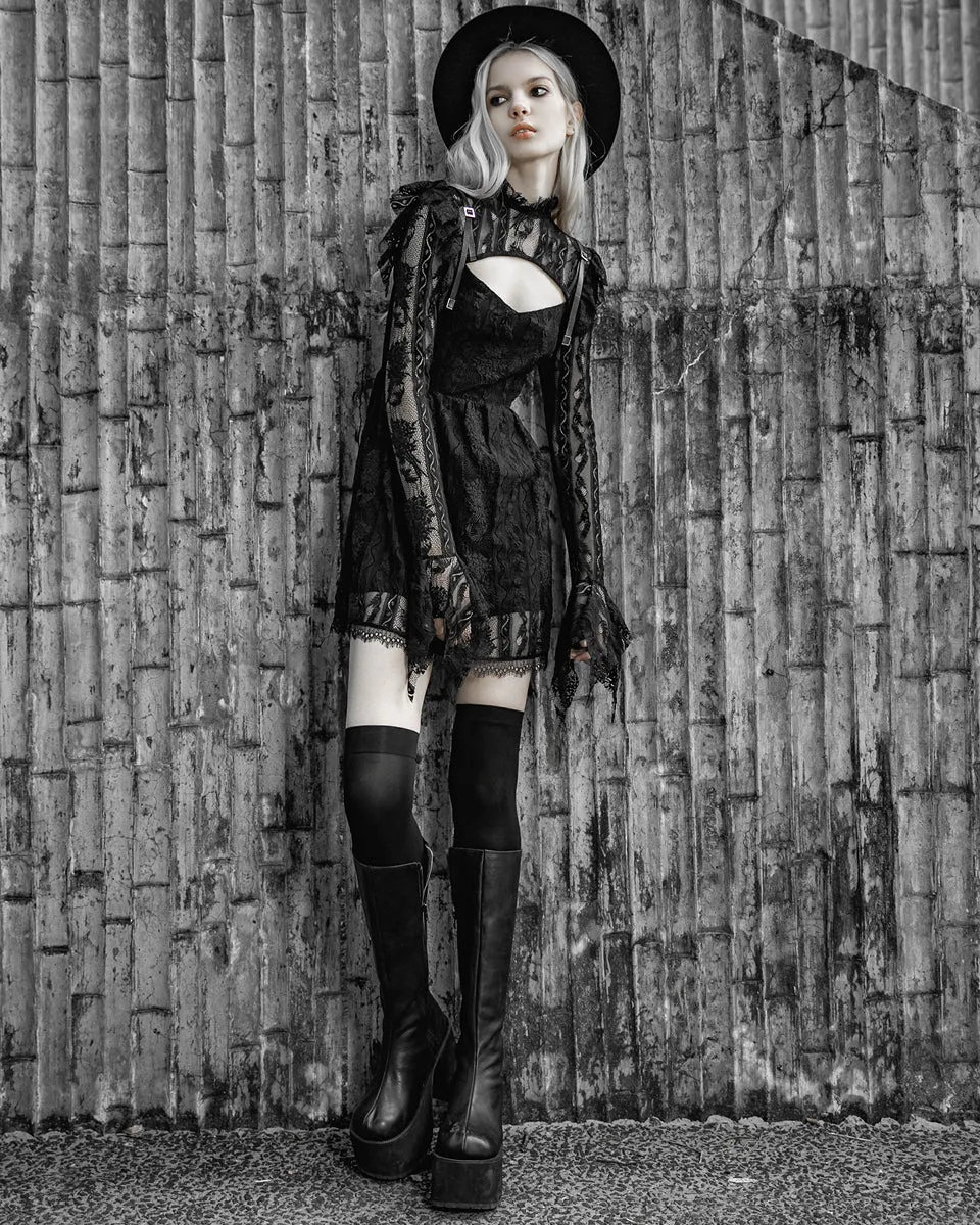 Punk Rave Daily Life Urban Occult Gothic Lace Keyhole Witch Dress