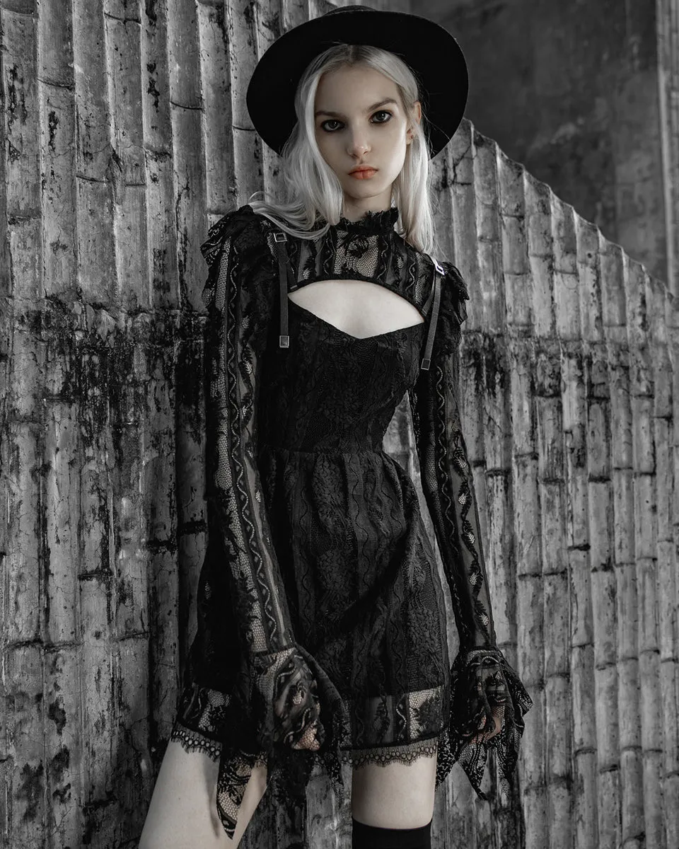 Punk Rave Daily Life Urban Occult Gothic Lace Keyhole Witch Dress