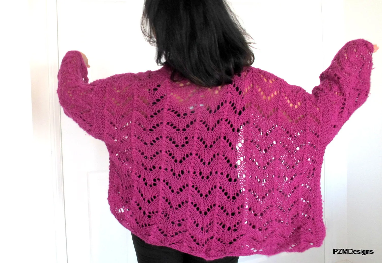 Purple Hand Knit Angora Cardigan Sweater, Plus Size Angora Sweater Shrug