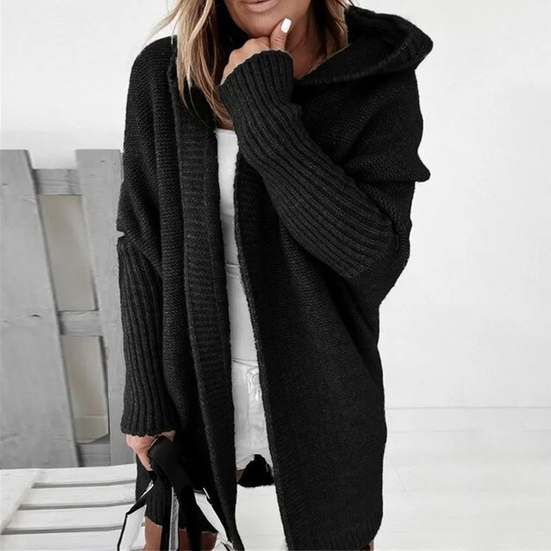 "New Arrival: Trendy & Cozy Batwing Sleeve Knitwear Cardigan for Women - Oversized Sweater Coat perfect for 2022 Fashion! Limited stock available!"