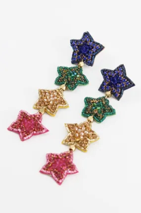 Rainbow Quad Star Statement Earrings