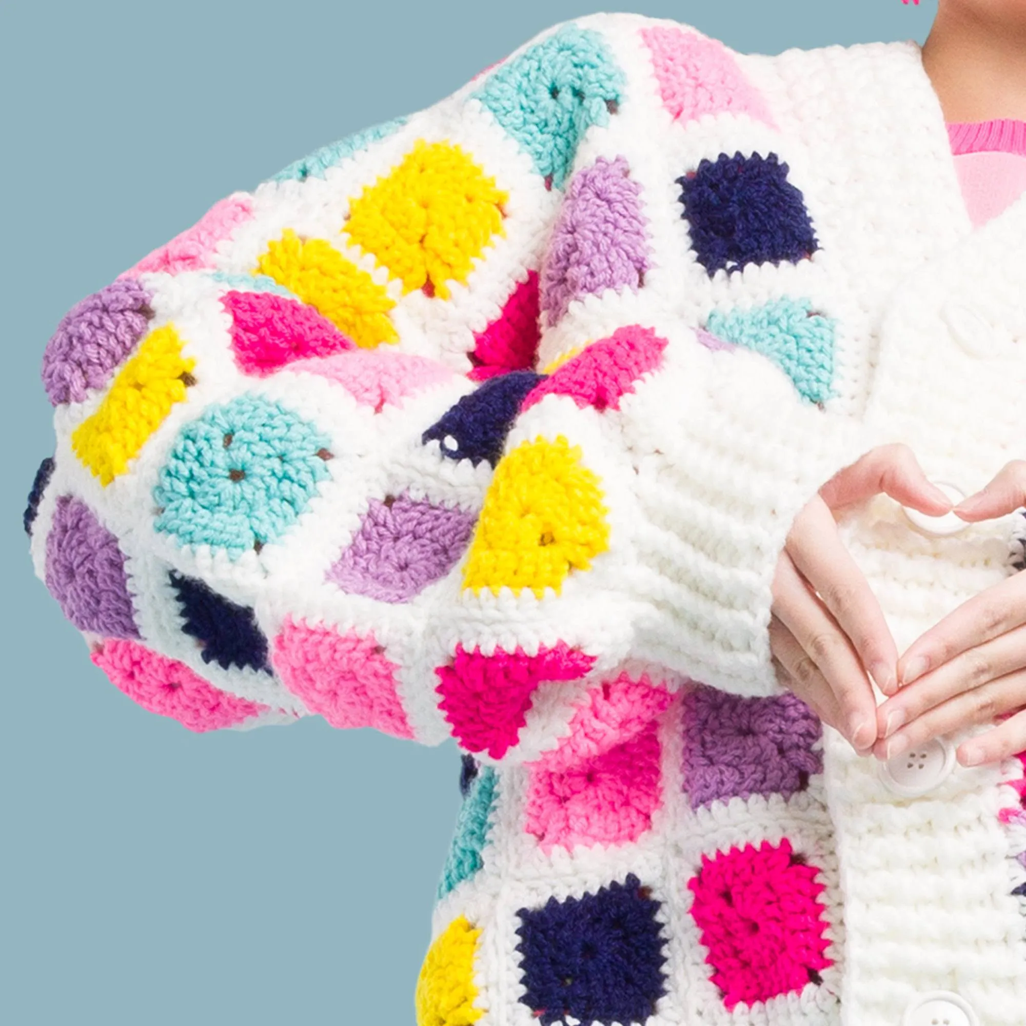 Red Heart On the Bright Side Crochet Cardigan