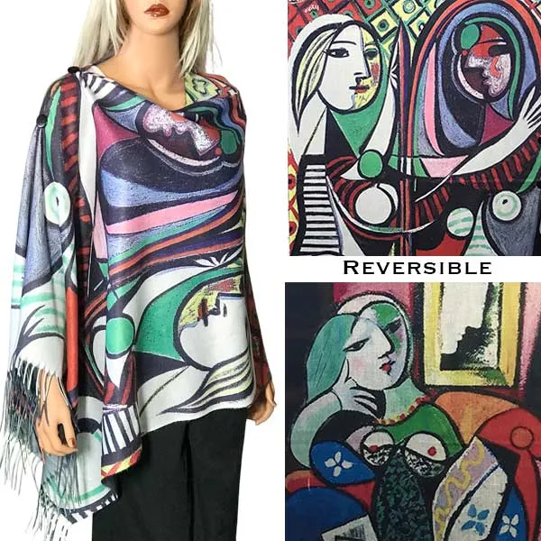 Reversible Art Design Soft Touch Button Scarves