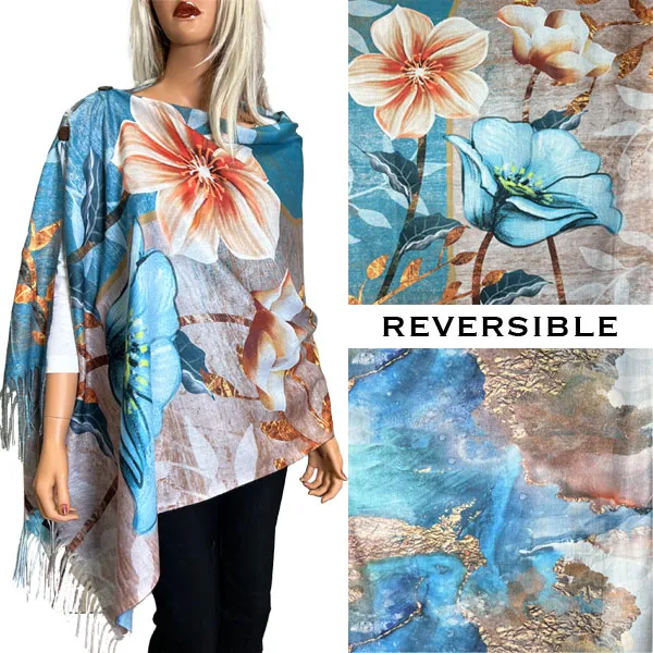 Reversible Art Design Soft Touch Button Scarves