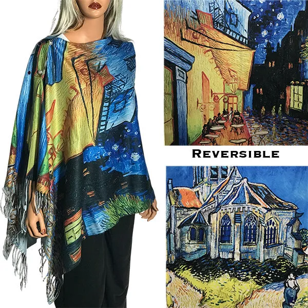 Reversible Art Design Soft Touch Button Scarves