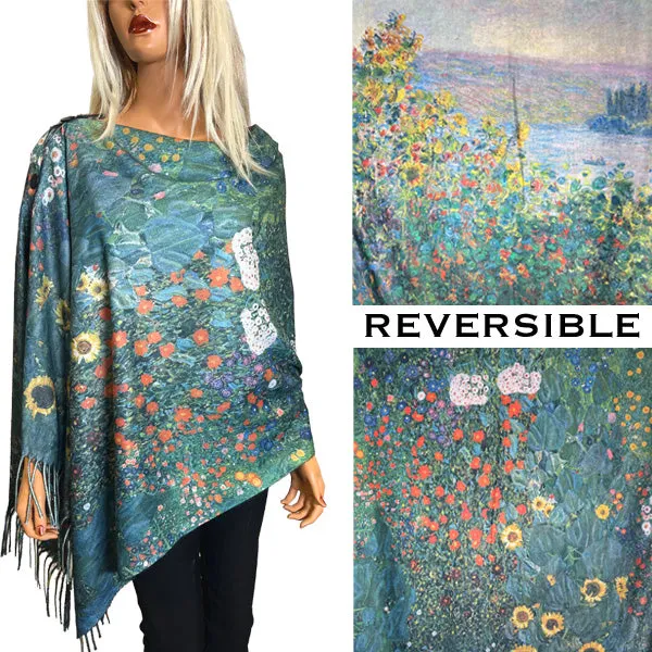 Reversible Art Design Soft Touch Button Scarves