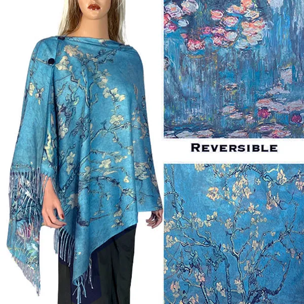 Reversible Art Design Soft Touch Button Scarves