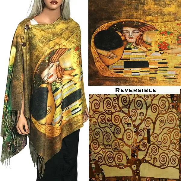 Reversible Art Design Soft Touch Button Scarves