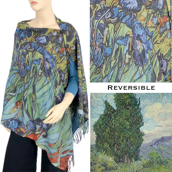 Reversible Art Design Soft Touch Button Scarves