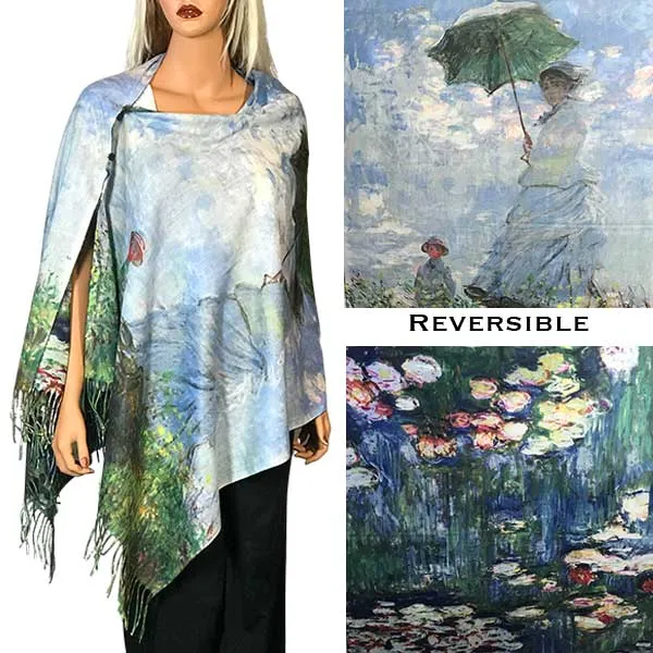 Reversible Art Design Soft Touch Button Scarves