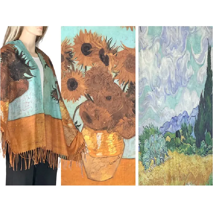 Reversible Art Design Soft Touch Button Scarves