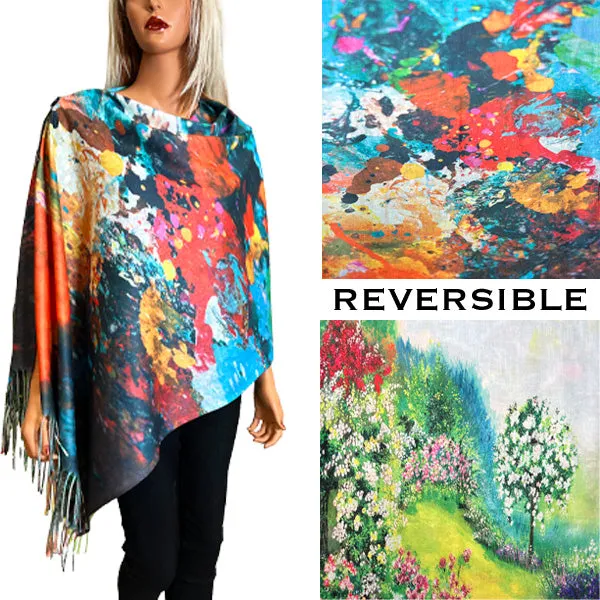 Reversible Art Design Soft Touch Button Scarves