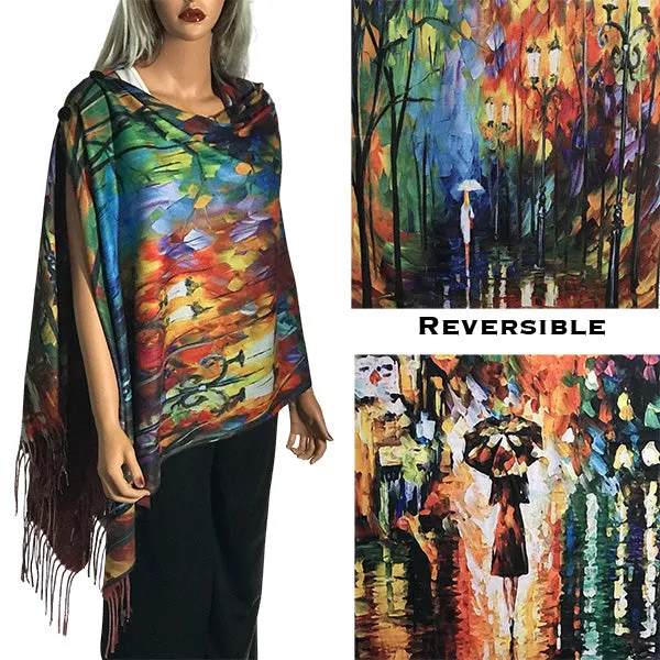 Reversible Art Design Soft Touch Button Scarves