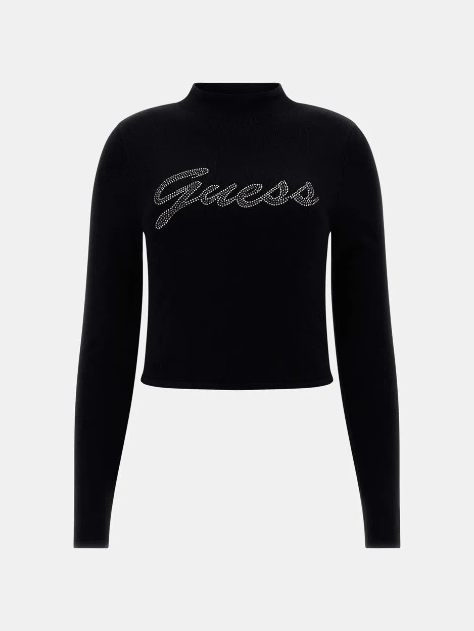 Rhinestone Logo Sweater - Zwart