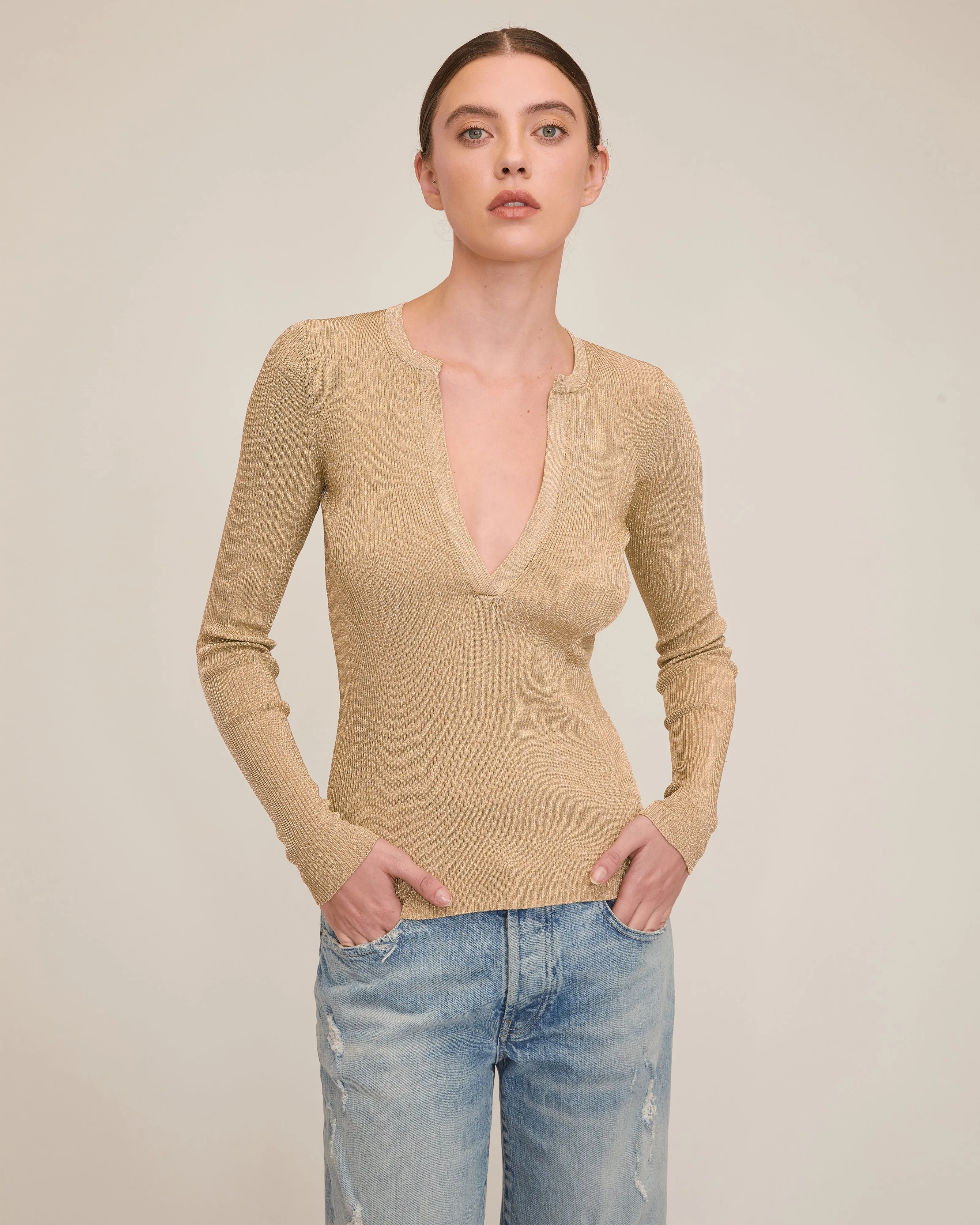 Ribbed Sweater Henley