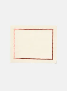 Ricamo Placemat, White/Bordeaux - Chiarastella Cattana