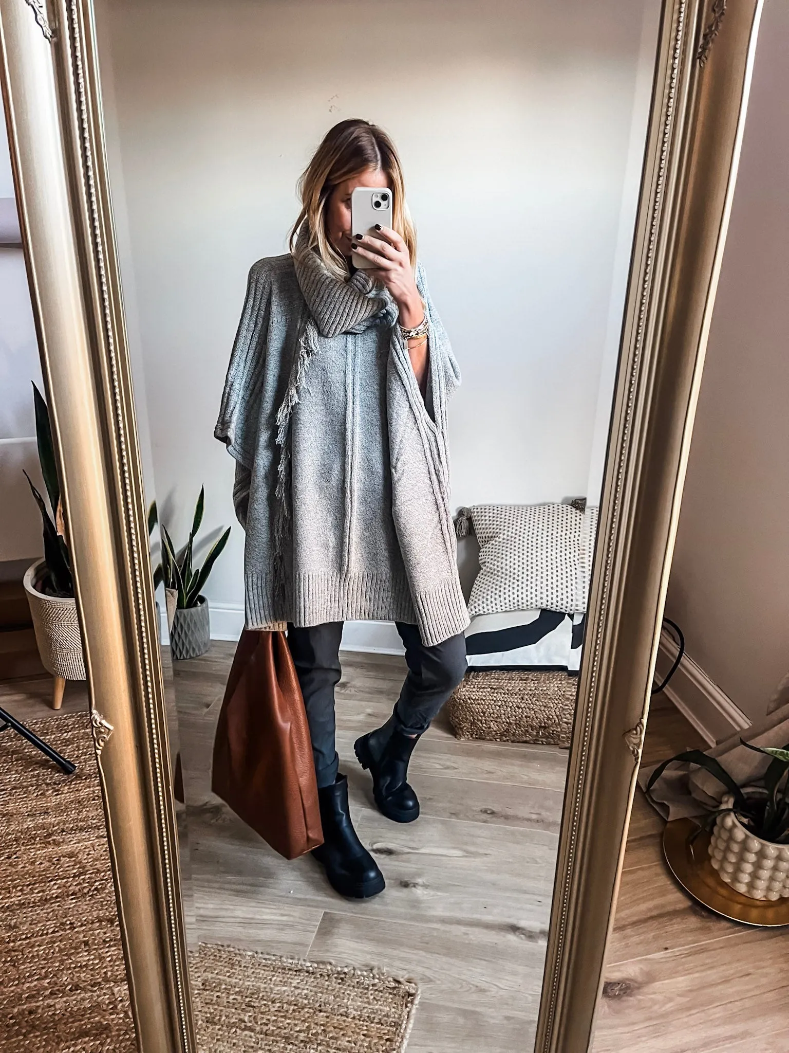 Roll Neck Tassel Poncho