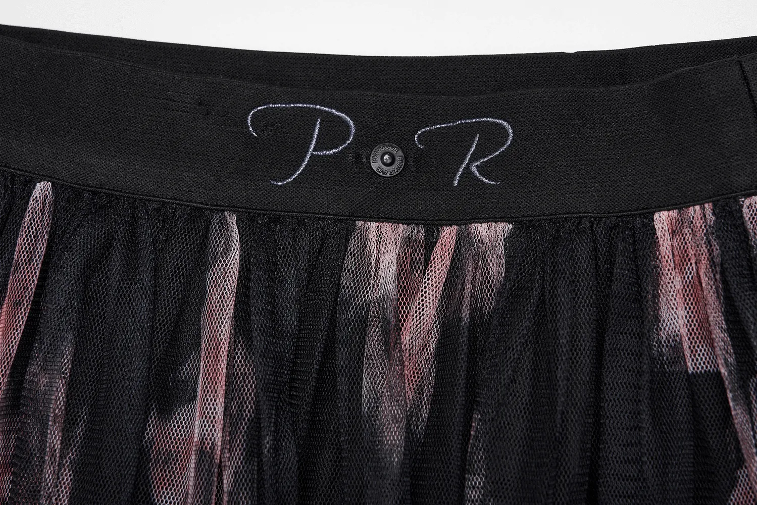 Rose-Print Layered Gauze Midi Skirt with Logo Waistband