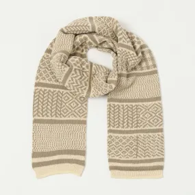 RoToTo Sockstole Jacquard Scarf - Ivory/Greyge