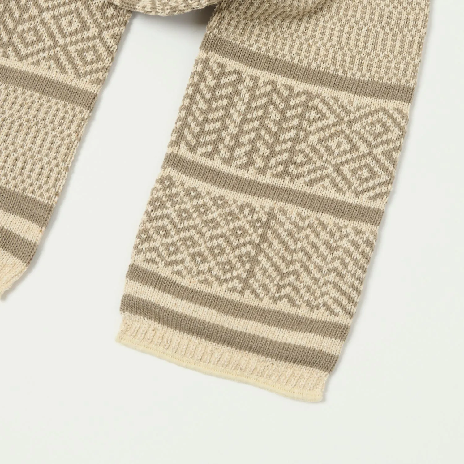 RoToTo Sockstole Jacquard Scarf - Ivory/Greyge