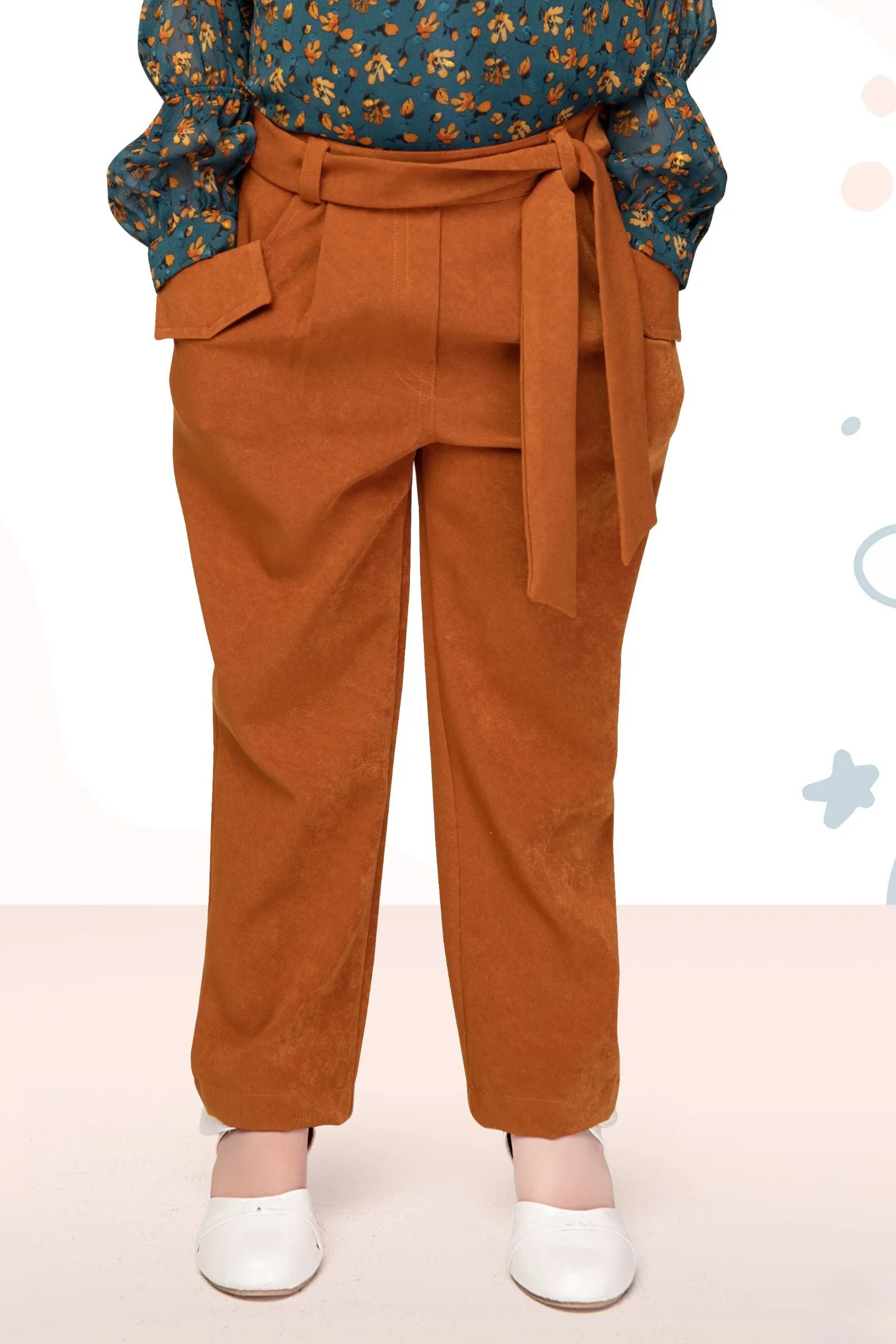 Rust with Blue Digital Print Culottes Set for Girls