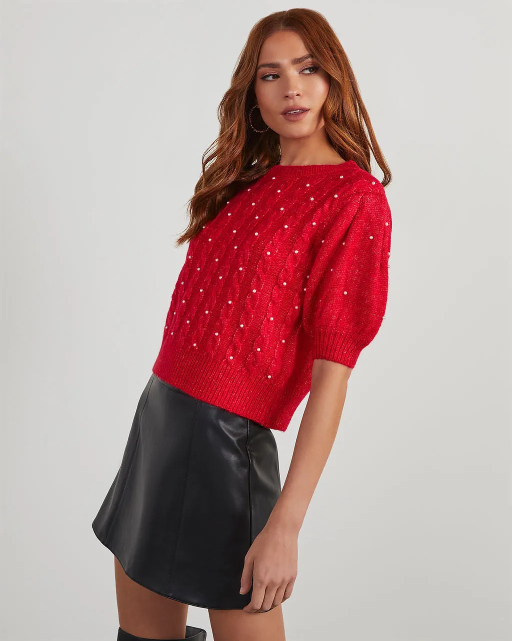 Sally Pearl Puff Sleeve Sweater