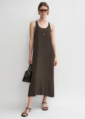 Scoop-neck sablé dress chocolate