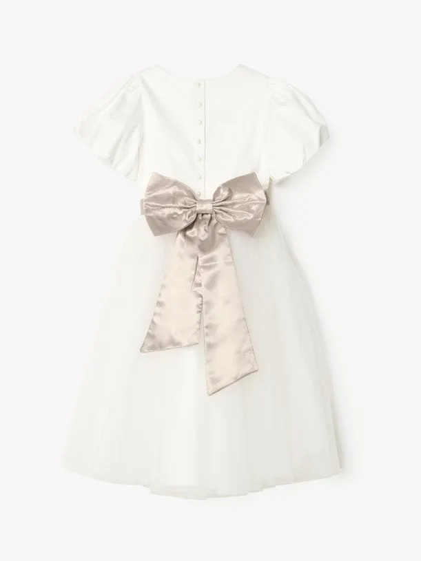 Selene Tulle Champagne Sash Dress