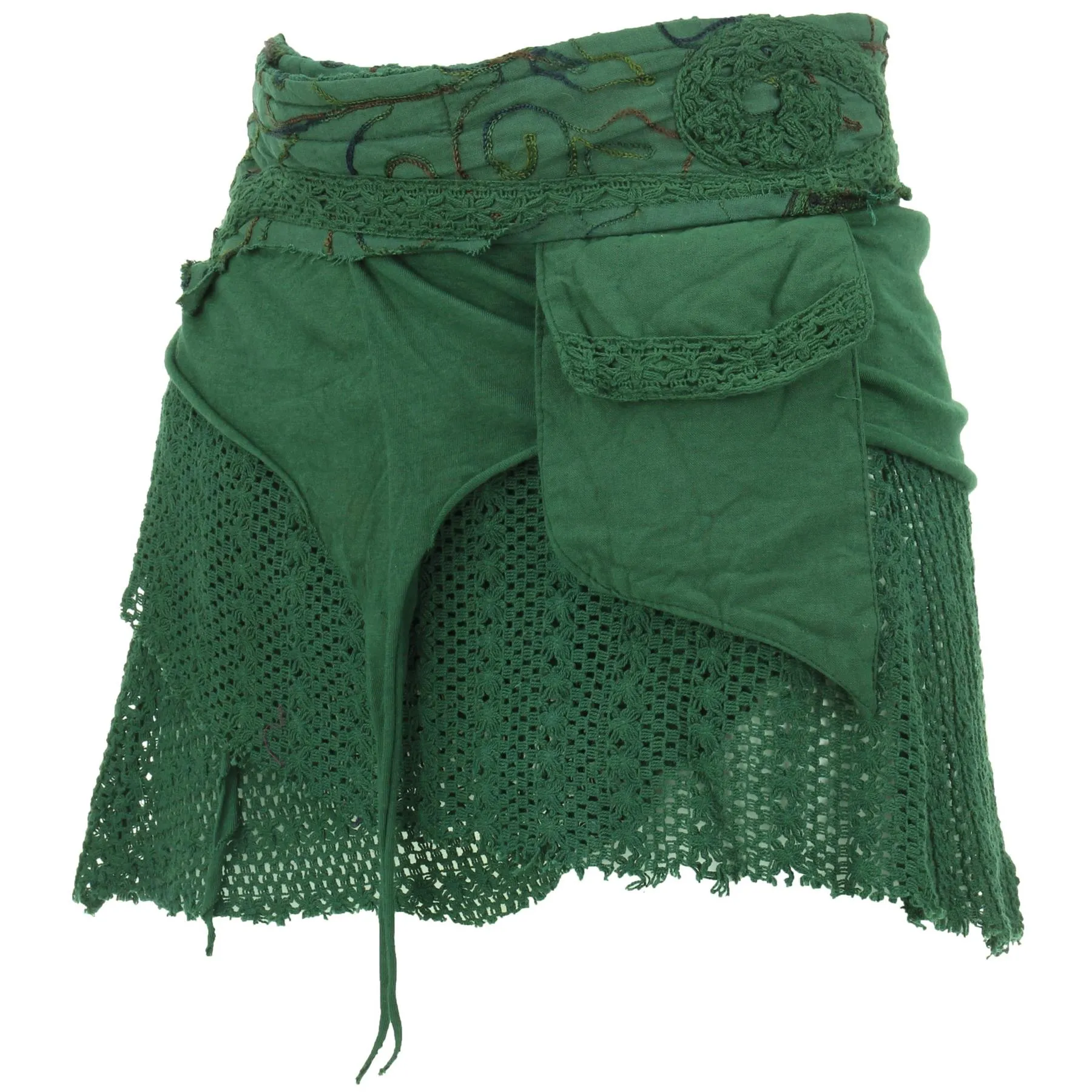 Short Layered Wrap Skirt - Green