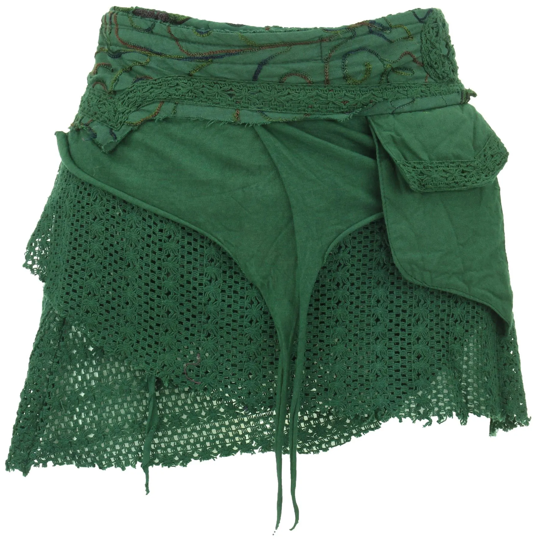 Short Layered Wrap Skirt - Green