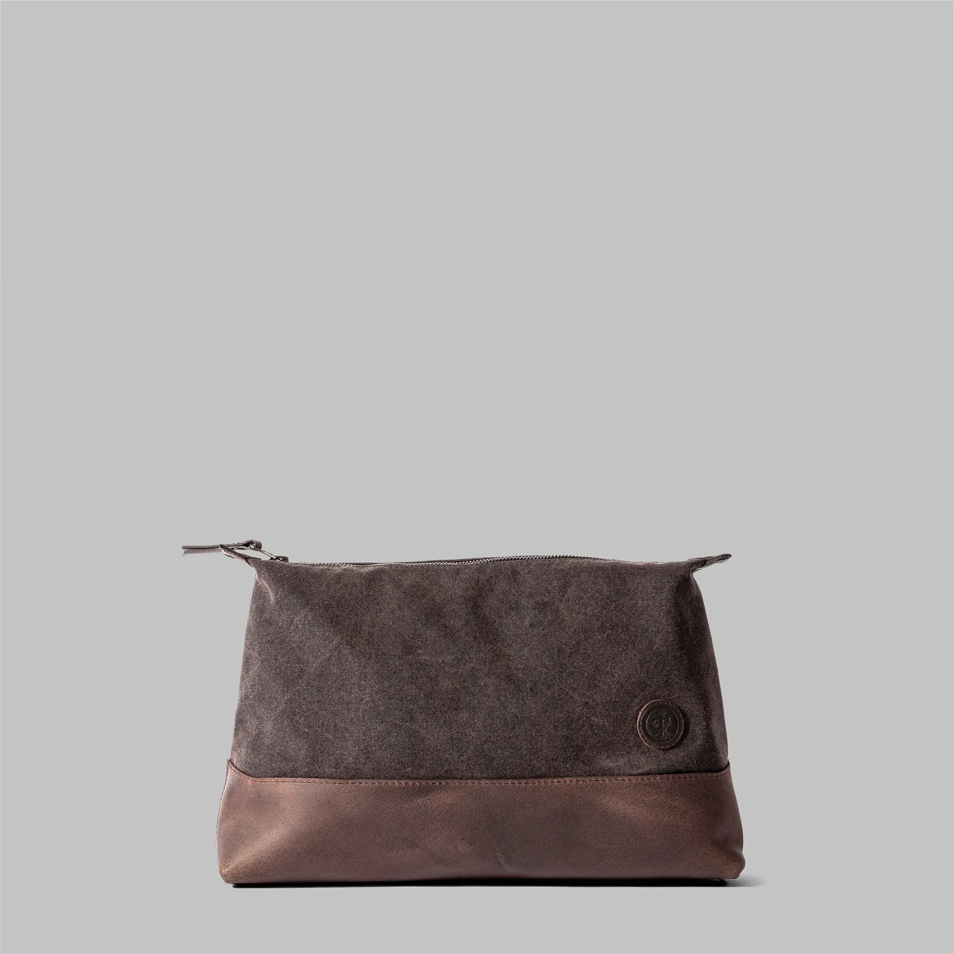 Silverdale Brown Waxed Cotton Wash Bag