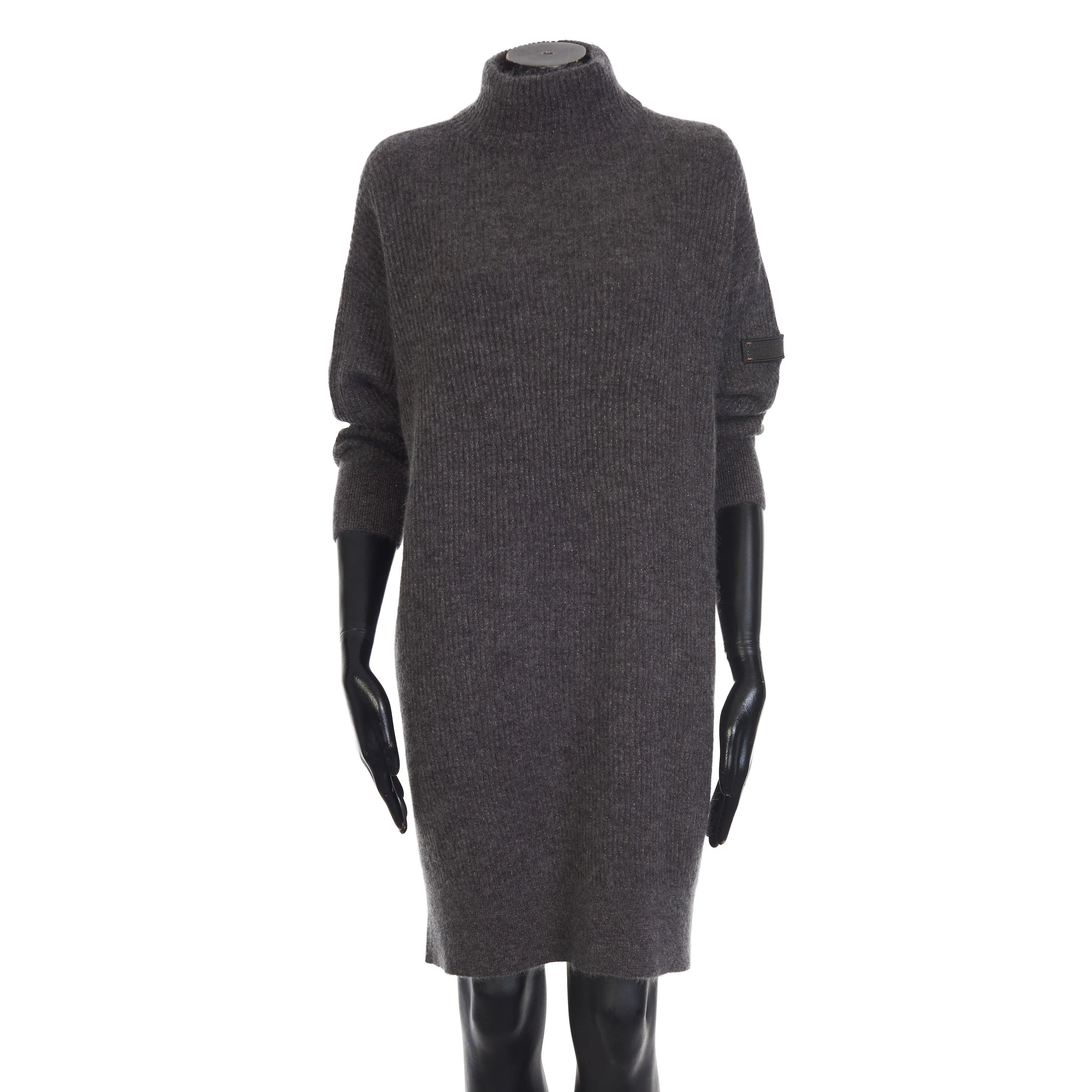 Sparkling Gray Sweater Dress - Monili, Mohair/Metallic Knit