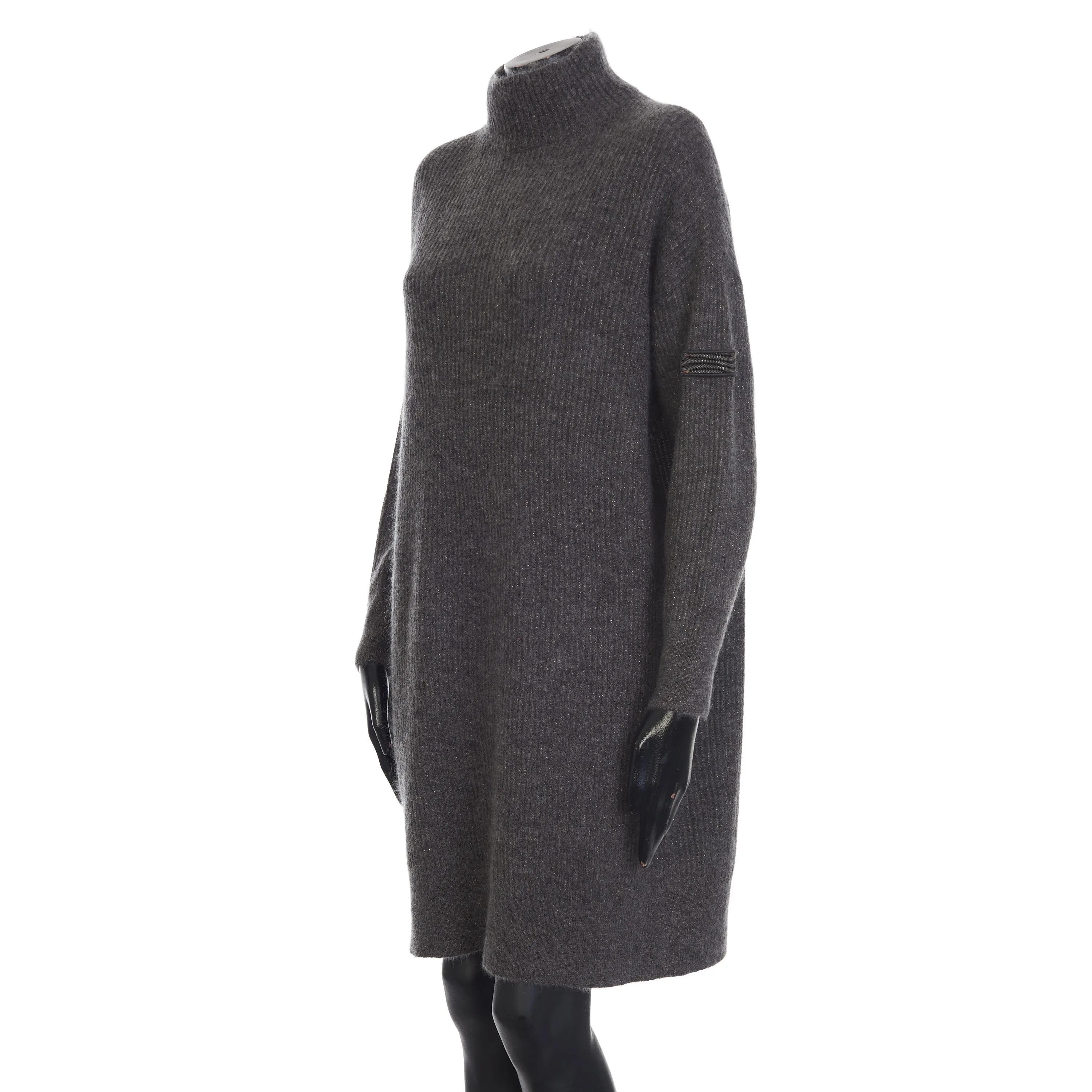 Sparkling Gray Sweater Dress - Monili, Mohair/Metallic Knit