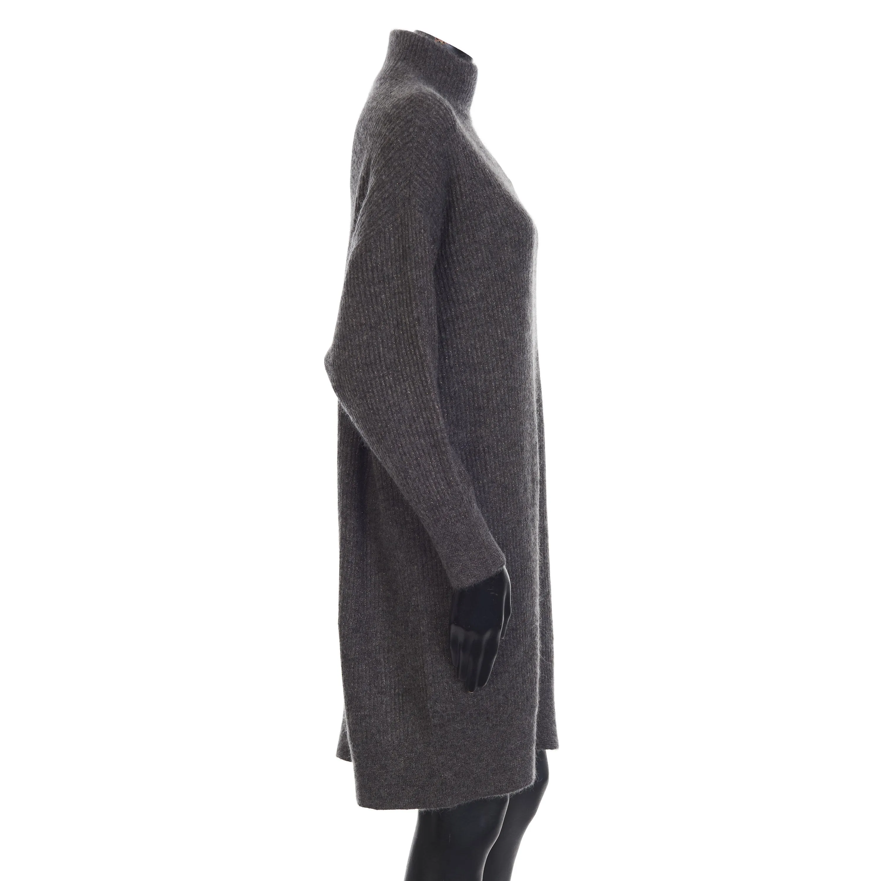 Sparkling Gray Sweater Dress - Monili, Mohair/Metallic Knit