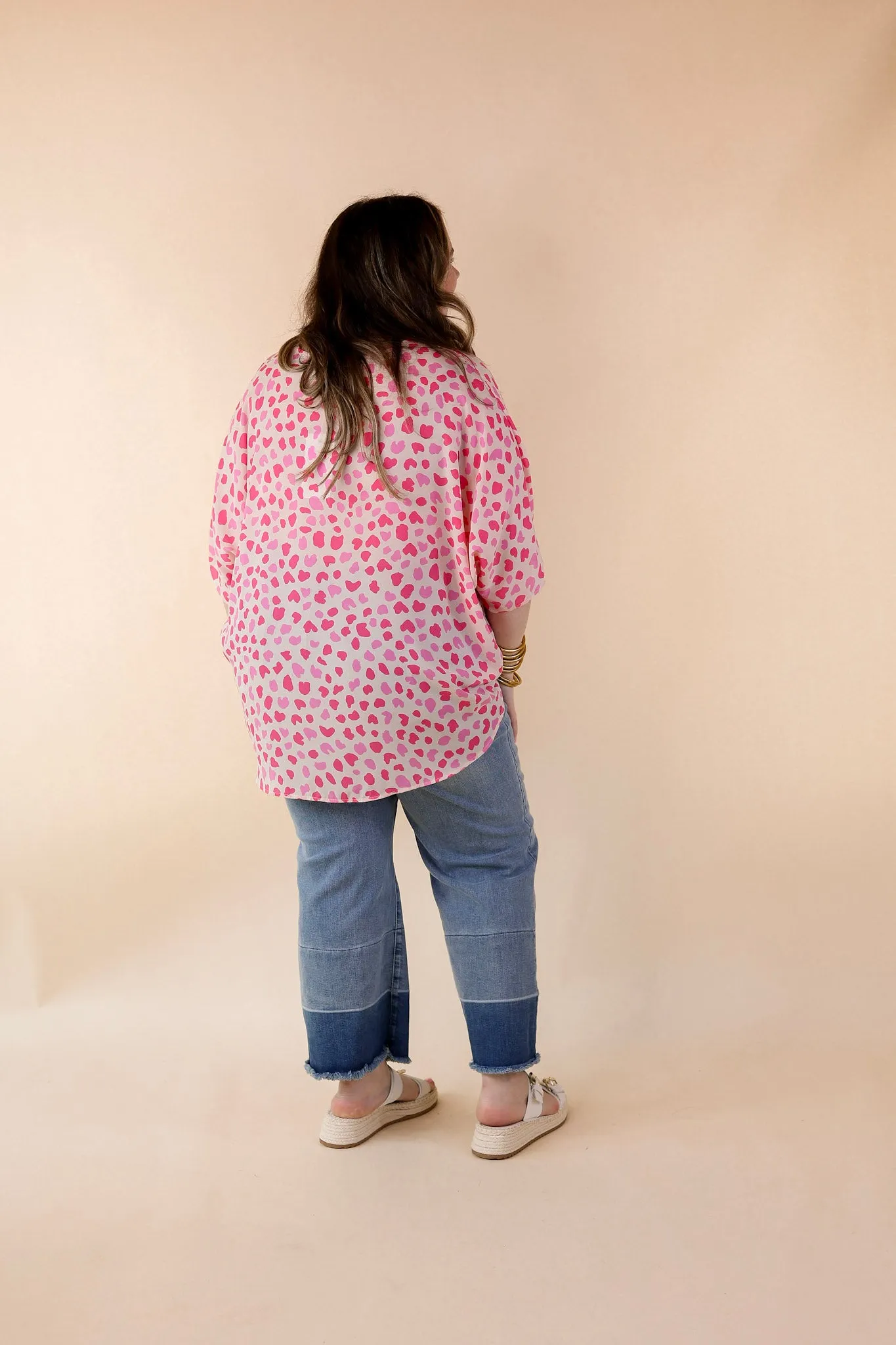 Spring It On Dotted Print Poncho Top in Pink Mix