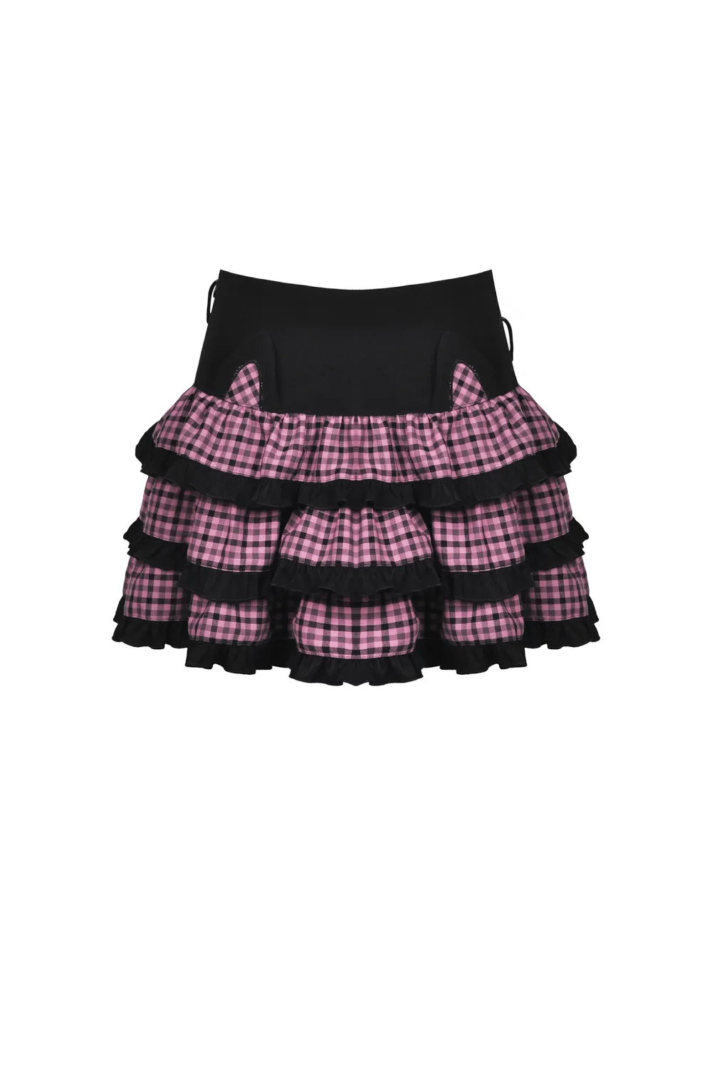 Stylish Plaid Ruffled Skirt with Paw Print Detail