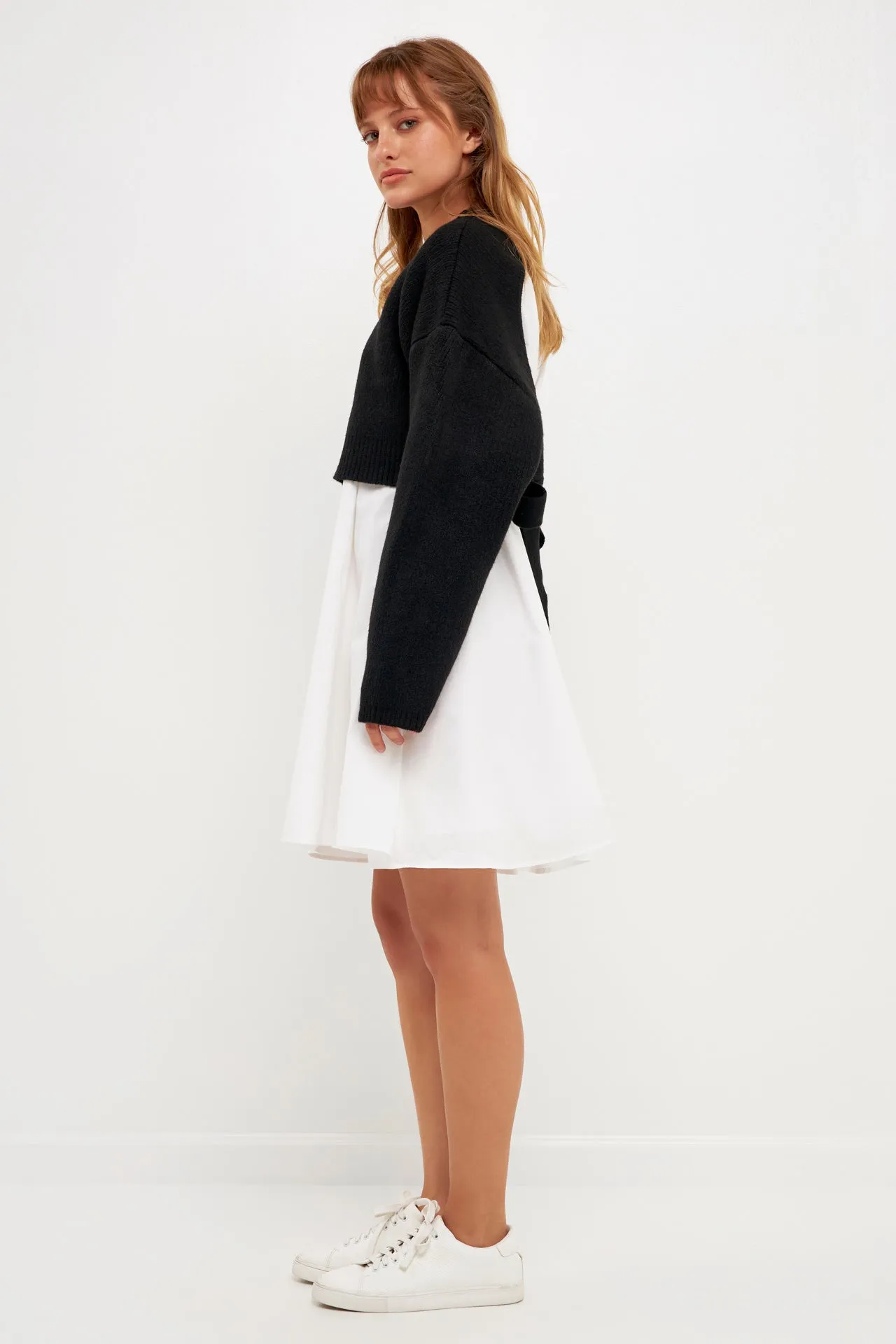 Sweater with Poplin Mini Dress