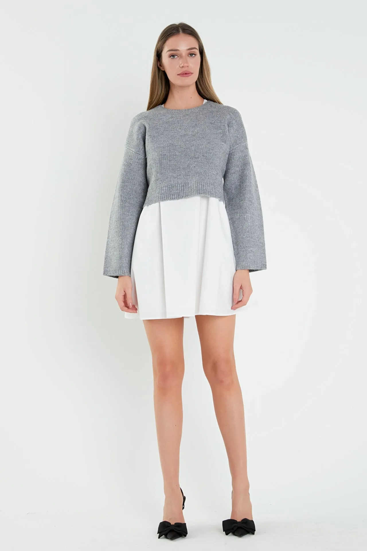 Sweater with Poplin Mini Dress